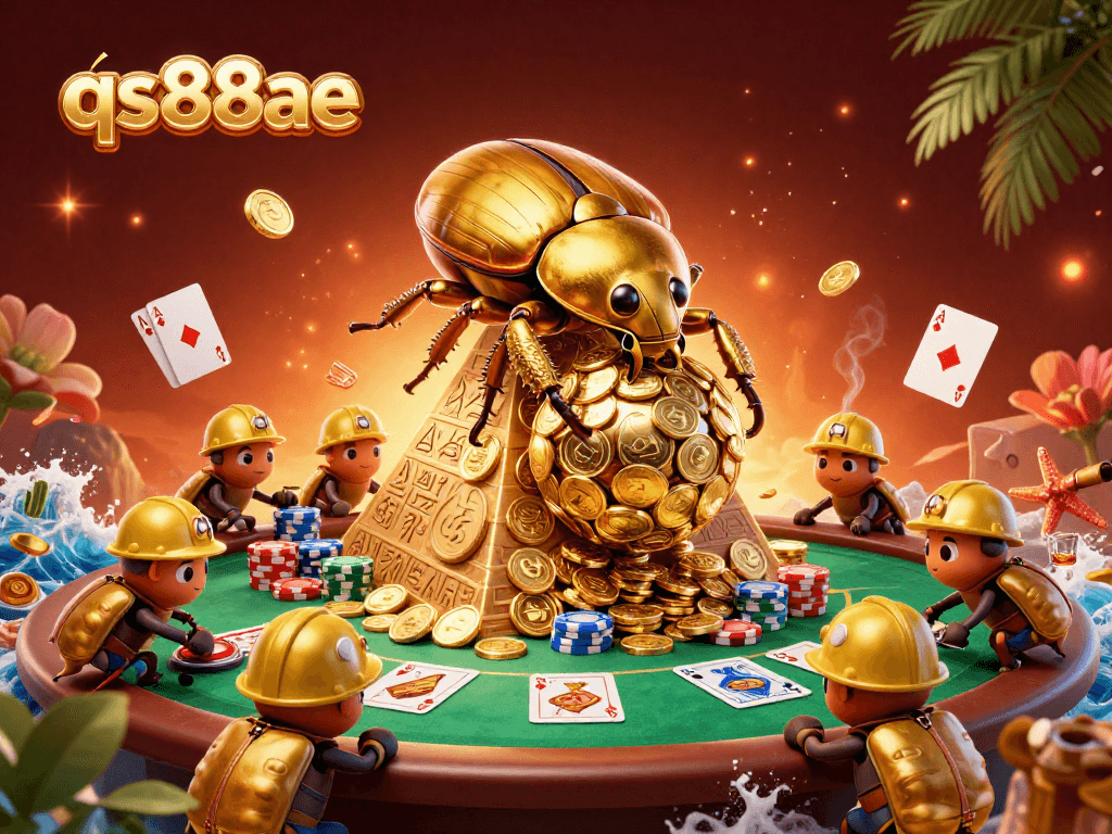 Engage with exciting gaming themes at qs88ae featuring a golden dung beetle rolling coins.