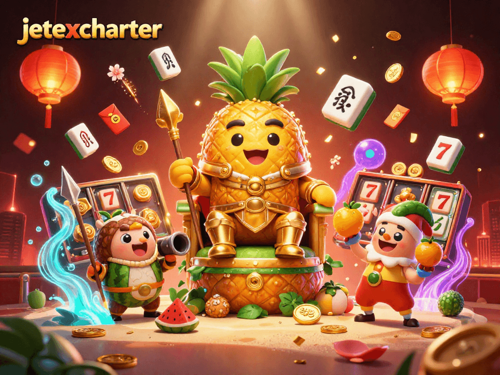 Experience excitement at jetexcharter with vibrant characters and casino elements engaging in fun.