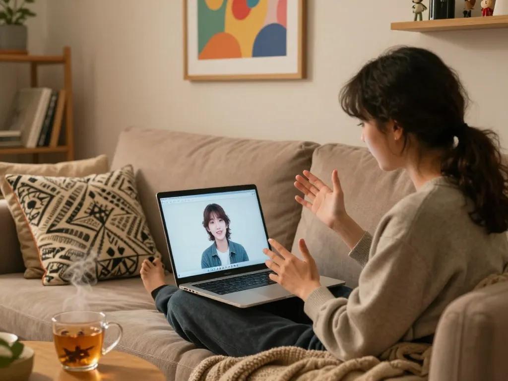 Cozy setting for engaging in free ai sex chat on laptop