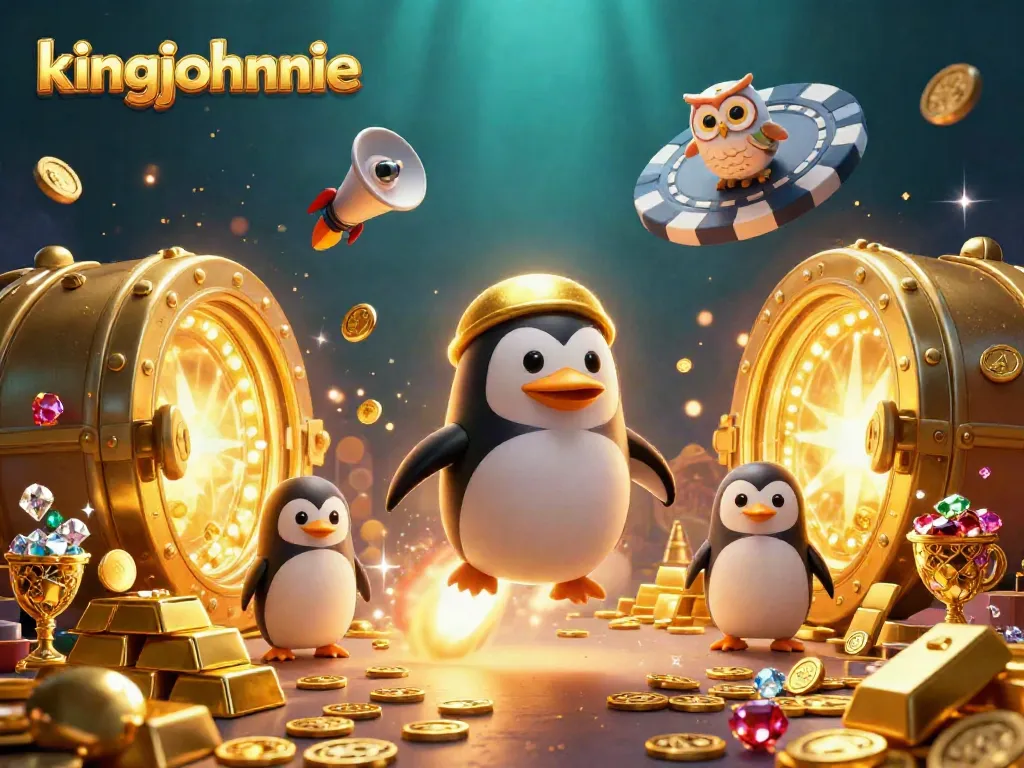 Experience the thrill of winning with kingjohnnie in this vibrant casino-themed illustration.
