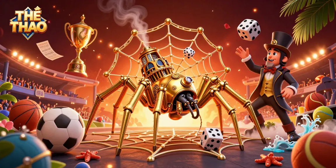 Engage in THỂ THAO with an intricate spider web of sports betting elements and cinematic flair.