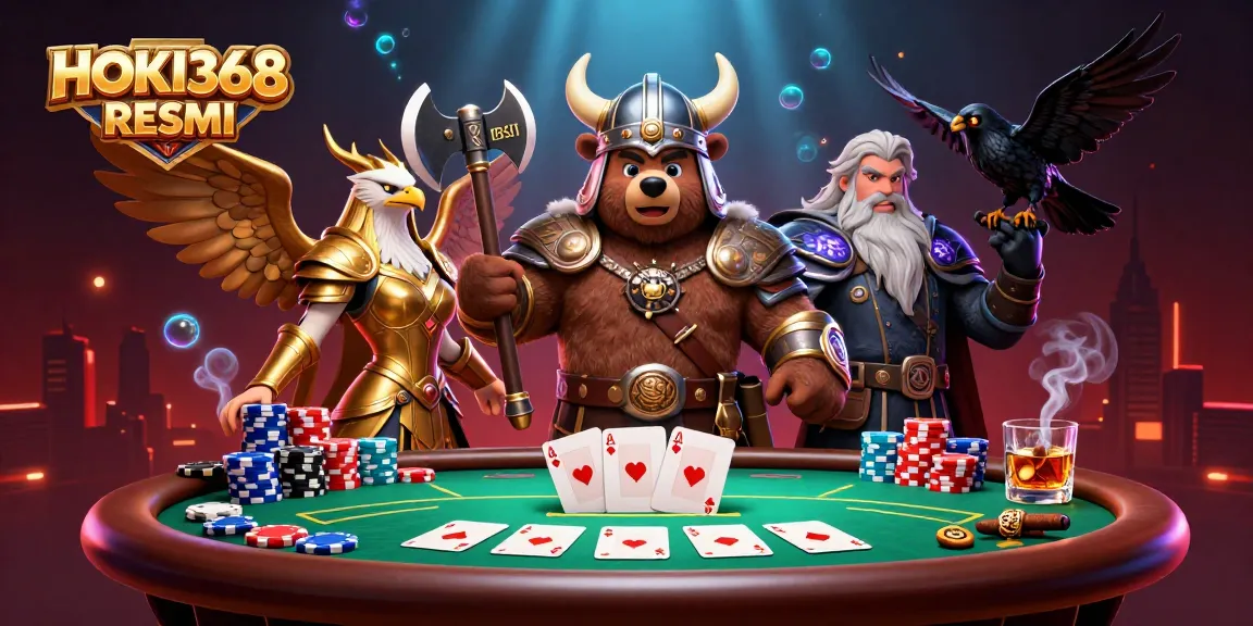 Engage with HOKI368 RESMI at an electrifying poker scene with dynamic characters and rich casino elements.