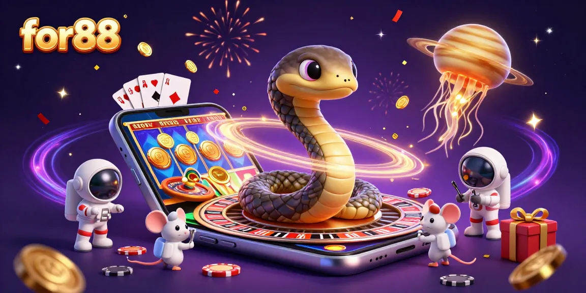 Engage with for88's vibrant gaming experience featuring a cosmic theme and interactive elements.