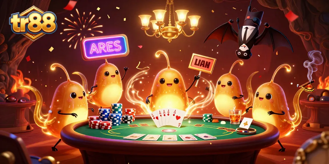 Experience thrilling poker action at TR88 with vibrant glowworms illuminating the cave casino.