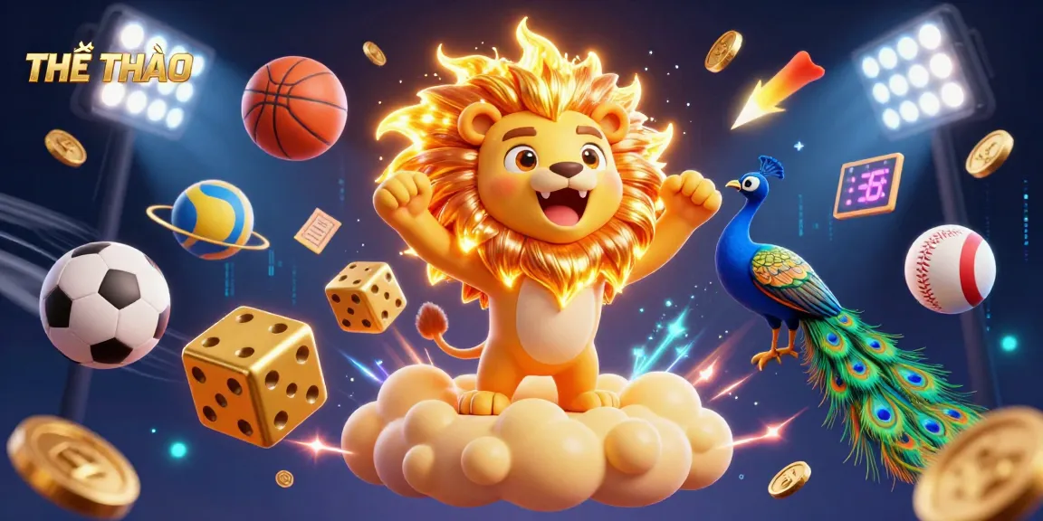 Bet on THỂ THAO and win with shining sports trophies and dynamic betting elements.