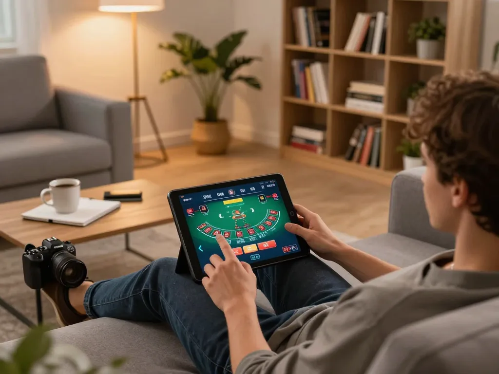 Player enjoying a blackjack game on the RIKVIP online platform, showcasing strategic gameplay and relaxed atmosphere.
