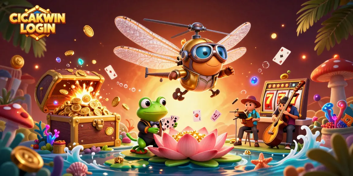 Experience seamless CICAKWIN LOGIN at our colorful lily pad casino with vibrant game elements.