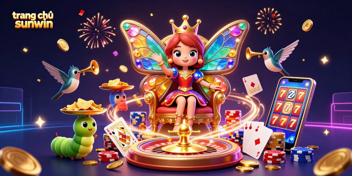 Play exciting games on trang chủ sunwin - animated vibrant scene with glamorous characters and casino elements.