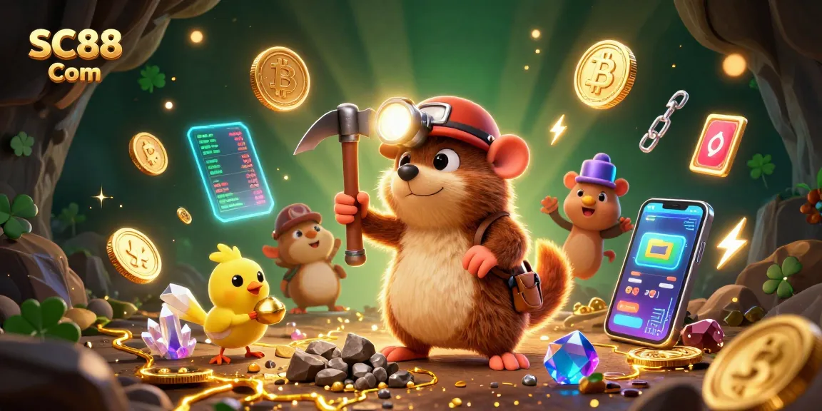 Play exciting games at SC88 Com with vibrant 3D casino elements featuring a treasure hunter mole