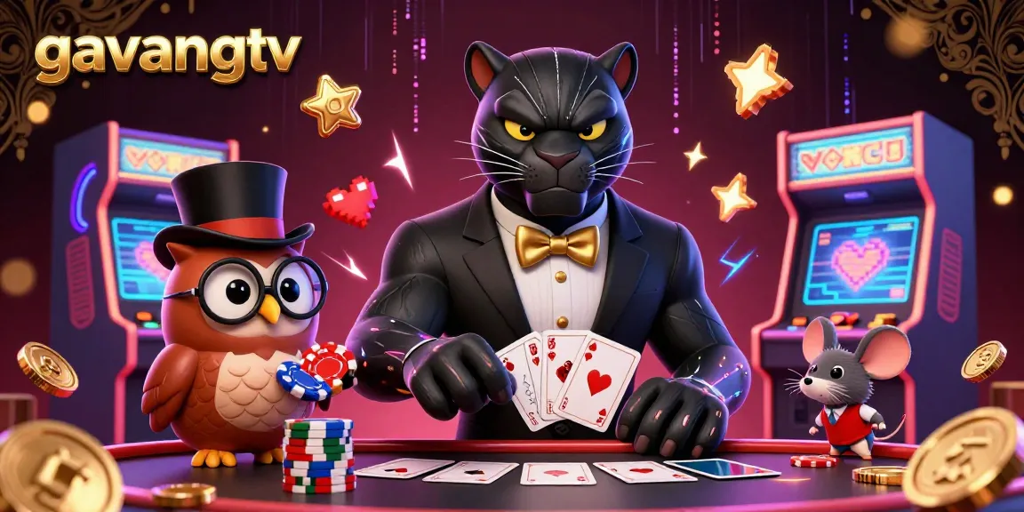 Experience engaging gaming action with gavangtv in a vibrant 3D casino illustration.
