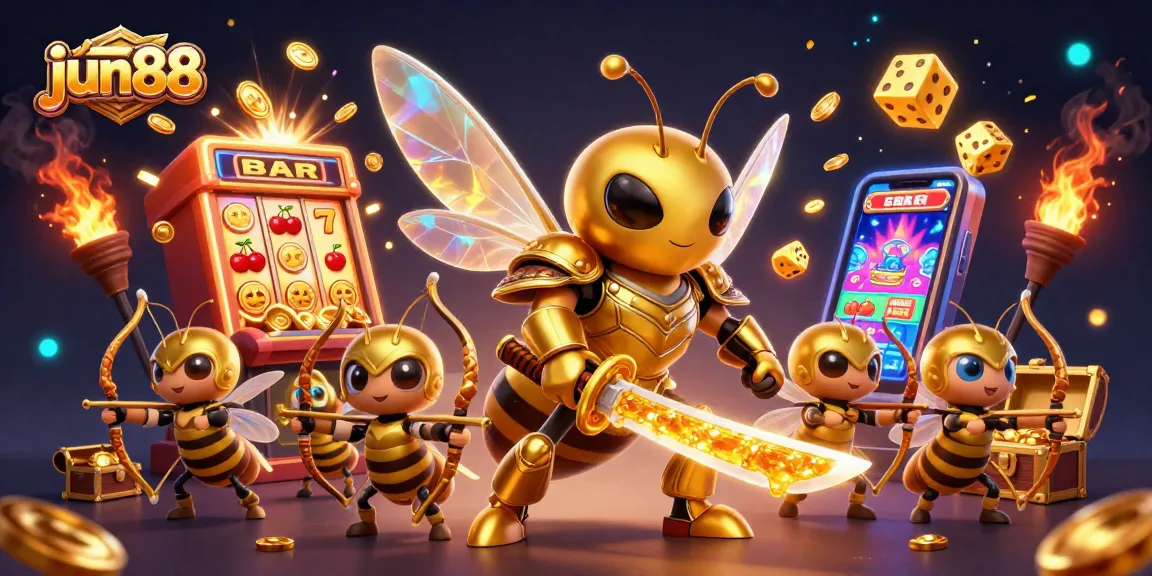 Experience thrilling wins at jun88 with this dynamic 3D slot illustration featuring vibrant gaming elements.