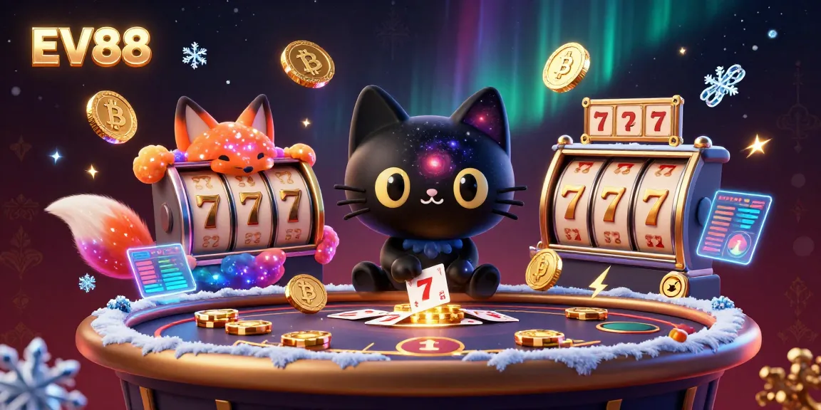 Experience the thrills at EV88 casino with an enchanting cosmic scene showcasing gambling excitement and vibrant game elements.
