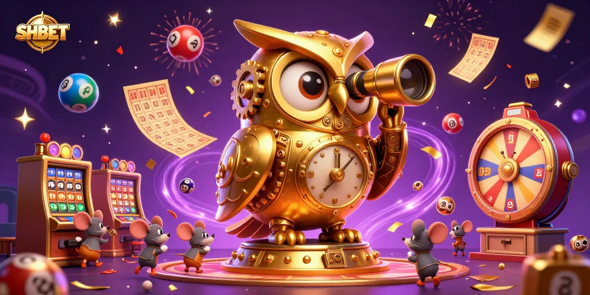 Experience excitement with SHBET as vibrant lottery balls bounce around a casino scene.