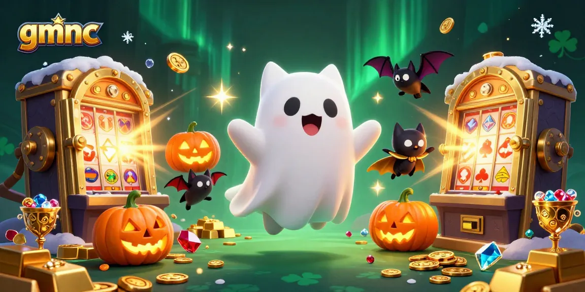 gmnc's friendly ghost cat entertains with dazzling gems in an enchanted casino scene